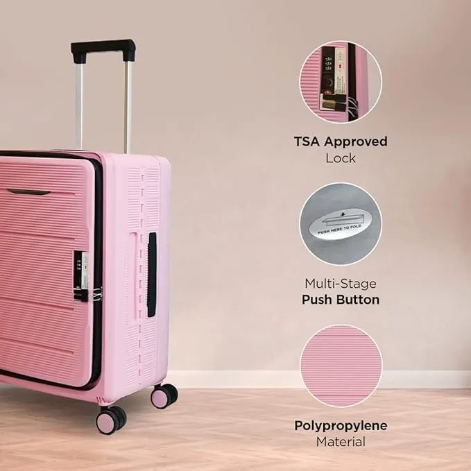 Kuber Industries Luggage Bag | Trolley Bags for Travel | Collapsible Luggage Bag | Travelling Bag | Trolley Bags for Suitcase | Lightweight Luggage Bag | 20 Inch | Pack of 5 | Rose Pink