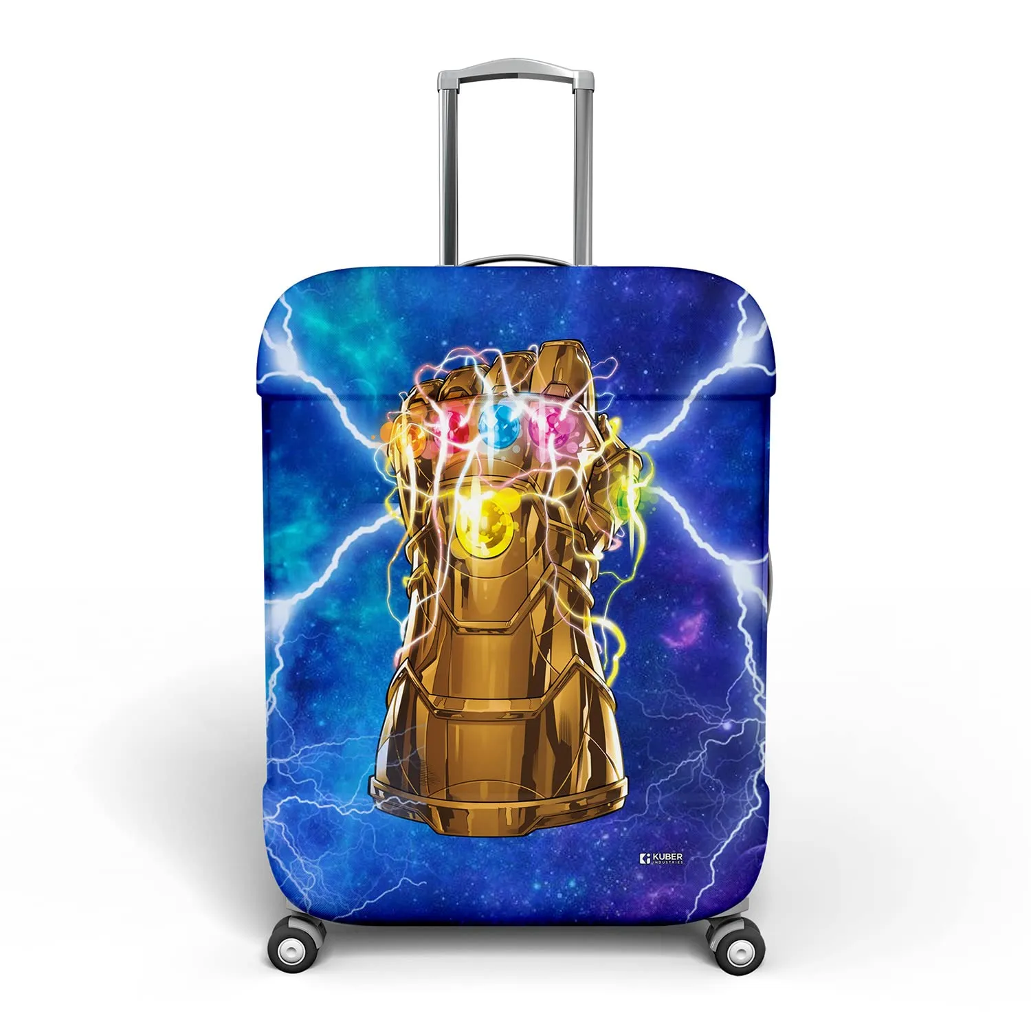 Kuber Industries Marvel The Infinity Gauntlet Luggage Cover | Polyester Travel Suitcase Cover | Washable | Stretchable Suitcase Protector | 18-22 Inch | Small | Sky Blue