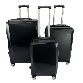 Kuber Industries Set of 3 Lightweight 20inch, 24inch, 28inch Cabin Trolley Bags with 360 Degree Wheels | Expandable Carry-On Cabin Luggage Suitcase | Bags for Travel | 60053PCBLK-Black