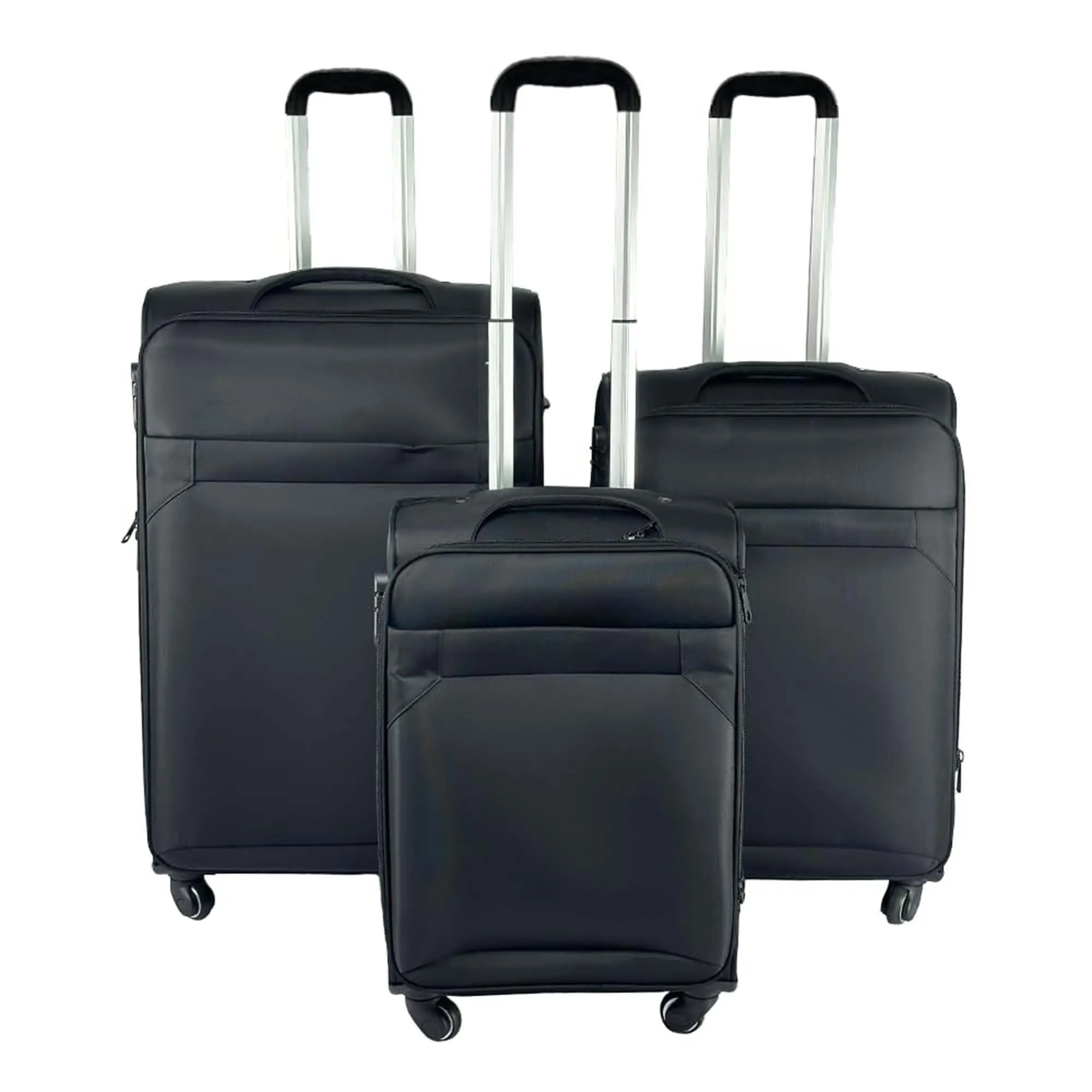 Kuber Industries Set of 3 Lightweight 20inch, 24inch, 28inch Cabin Trolley Bags with 360 Degree Wheels | Expandable Carry-On Cabin Luggage Suitcase | Bags for Travel | N0013PCBLK-Black