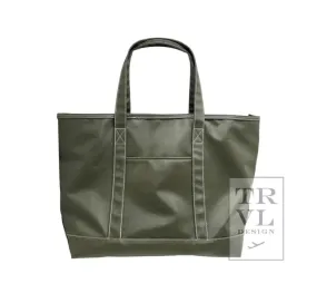 Large Coated Canvas Hunter Green Tote