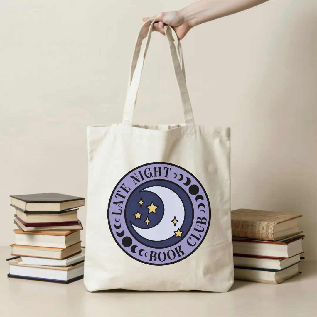 Late Night Book Club Tote Bag | 15" x 16"