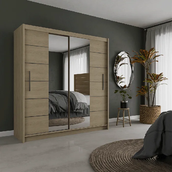 Lathen 203cm Sliding Door Wardrobe Oak Sonoma