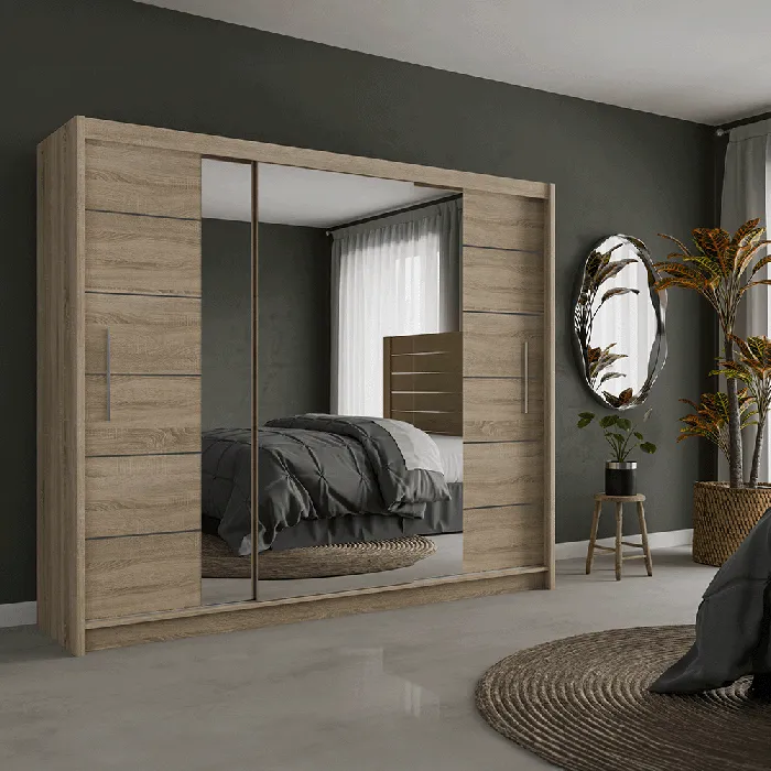 Lathen 250cm Sliding Door Wardrobe Oak Sonoma