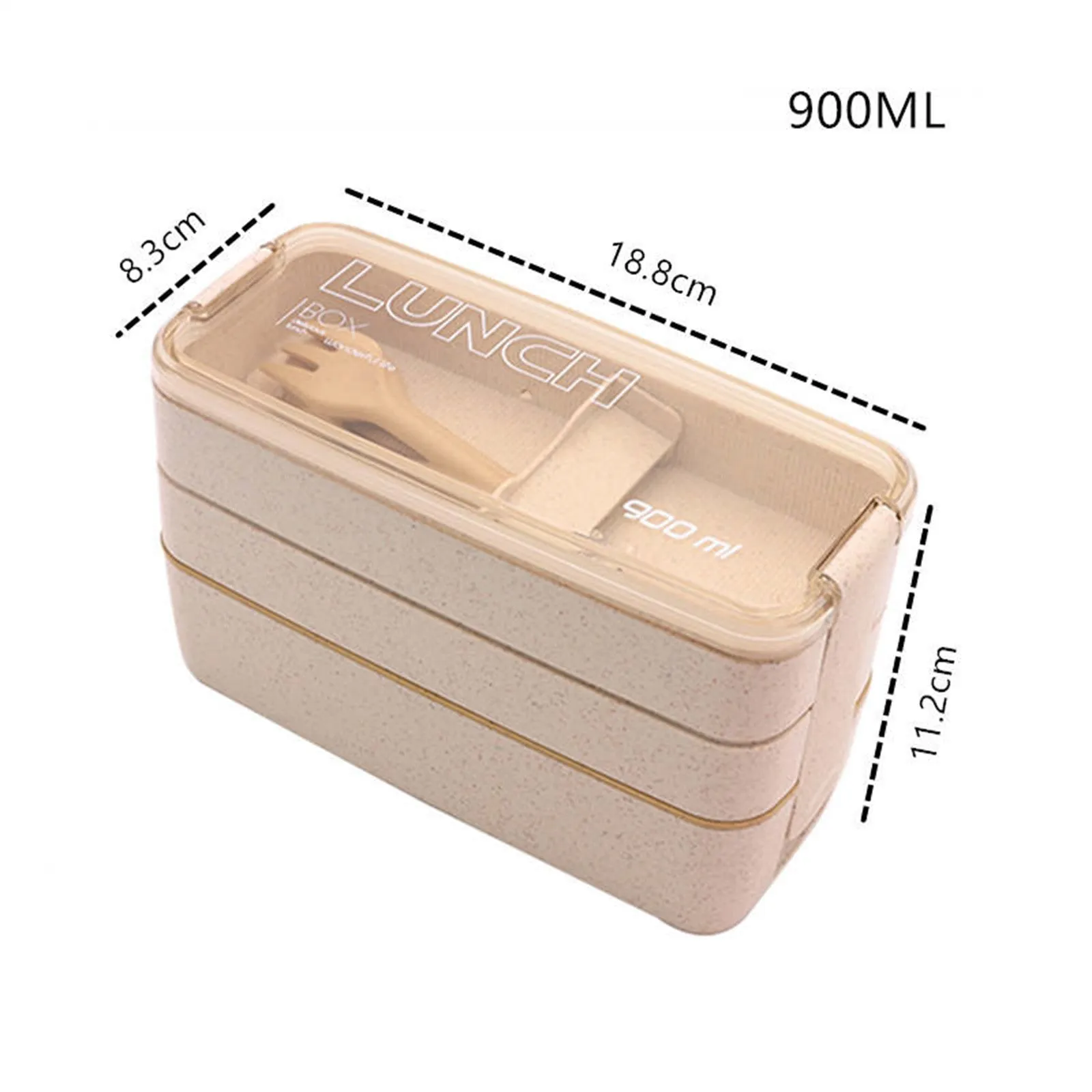 Leakproof 3 Layer Bento Box with Utensils, Eco-Friendly