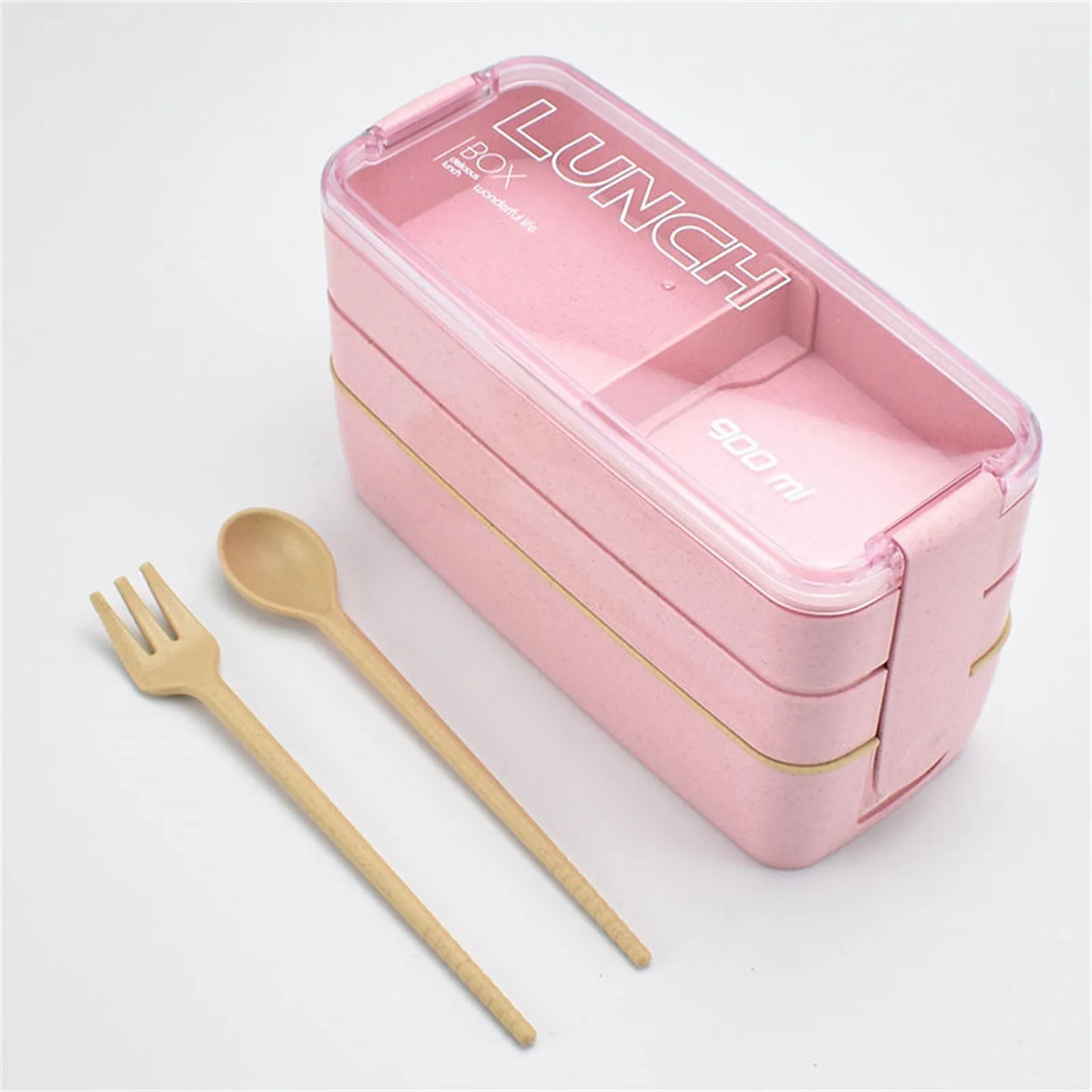 Leakproof 3 Layer Bento Box with Utensils, Eco-Friendly