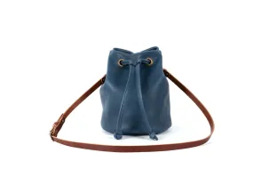 LEATHER BUCKET BAG - LARGE - SMOKEY BLUE