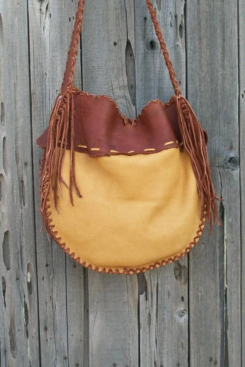 Leather drum bag, shamans drum bag, large tote