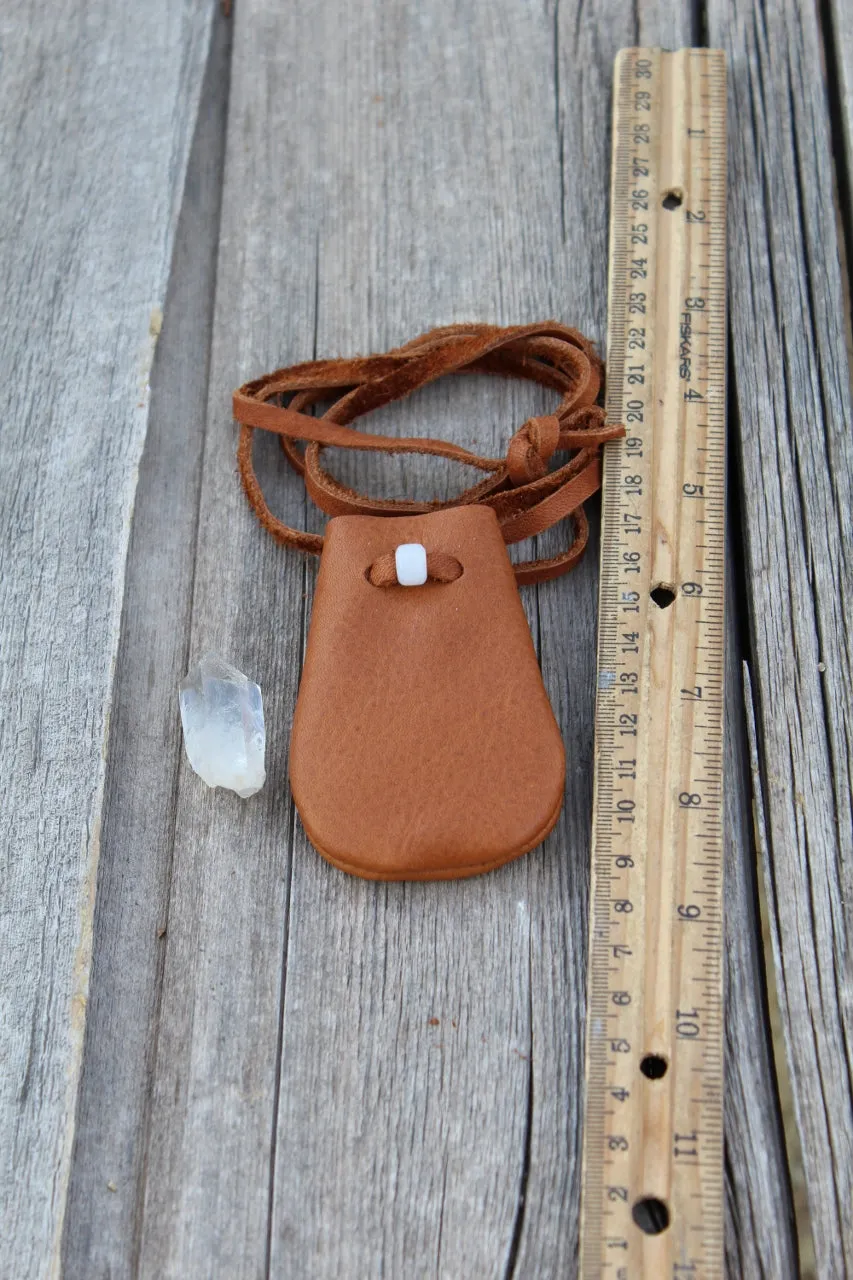 leather medicine pouch, necklace bag