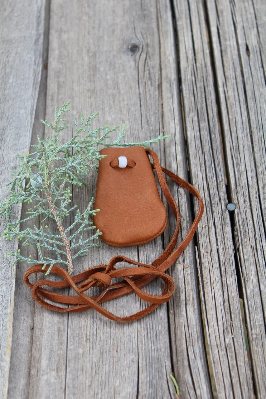 leather medicine pouch, necklace bag