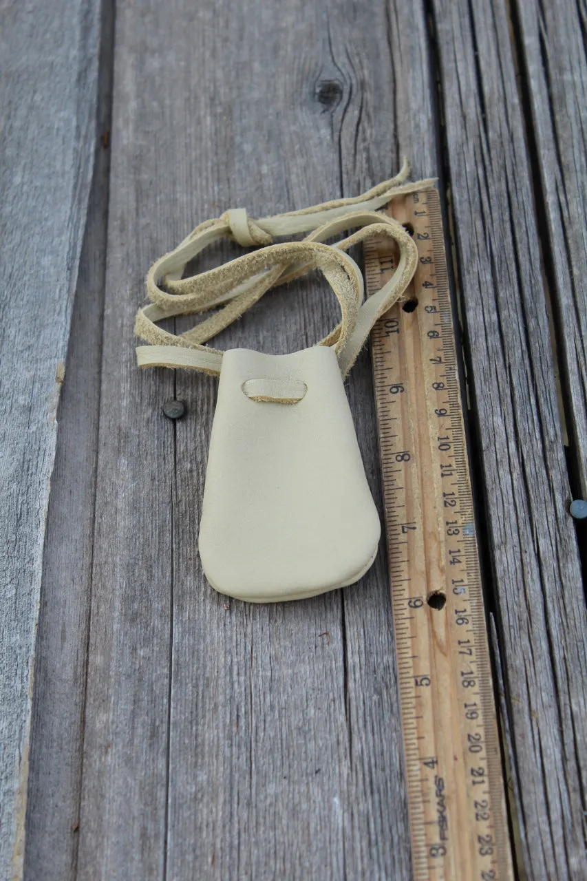 Leather necklace bag, medicine pouch