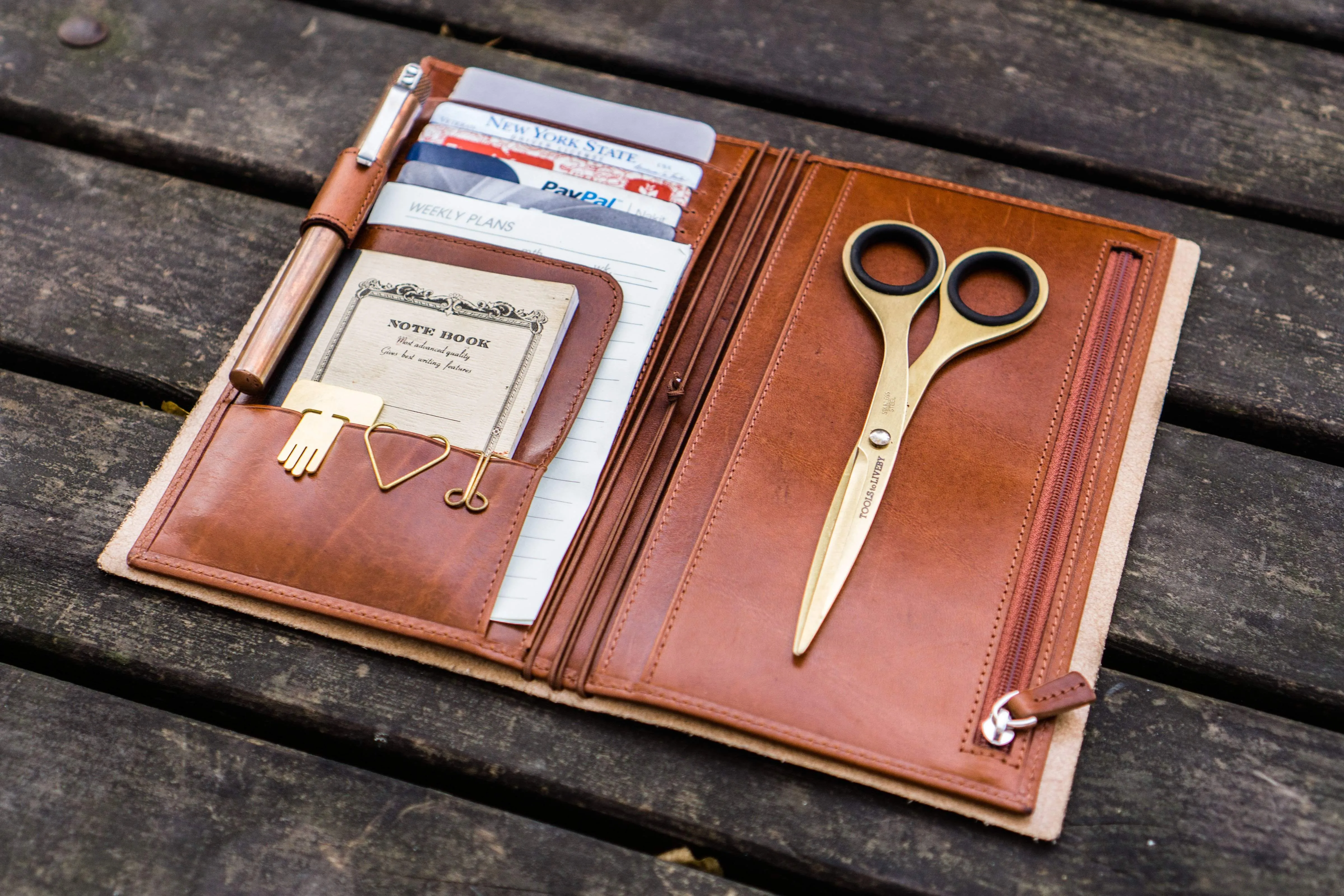 Leather Wallet Insert for Traveler's Notebook - Regular Size - Brown