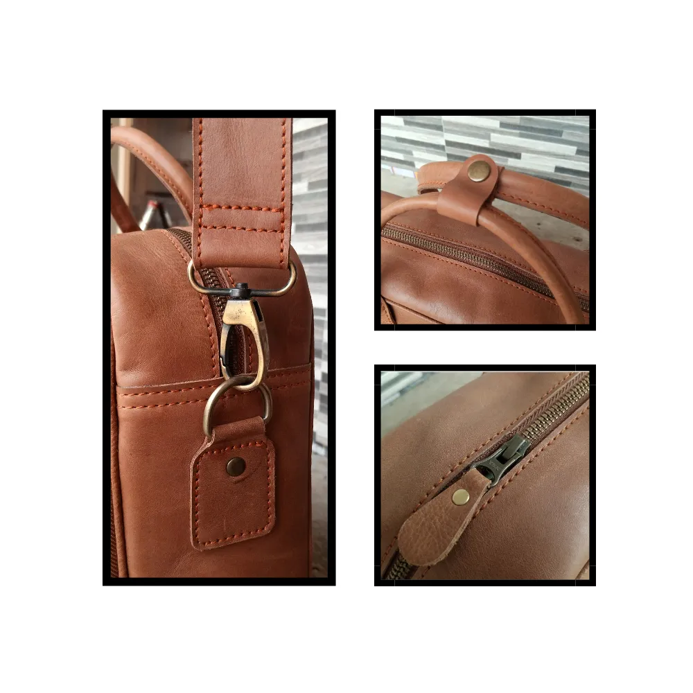 Light Brown Leather Briefcase, Laptop Bag 14,15,16 inch