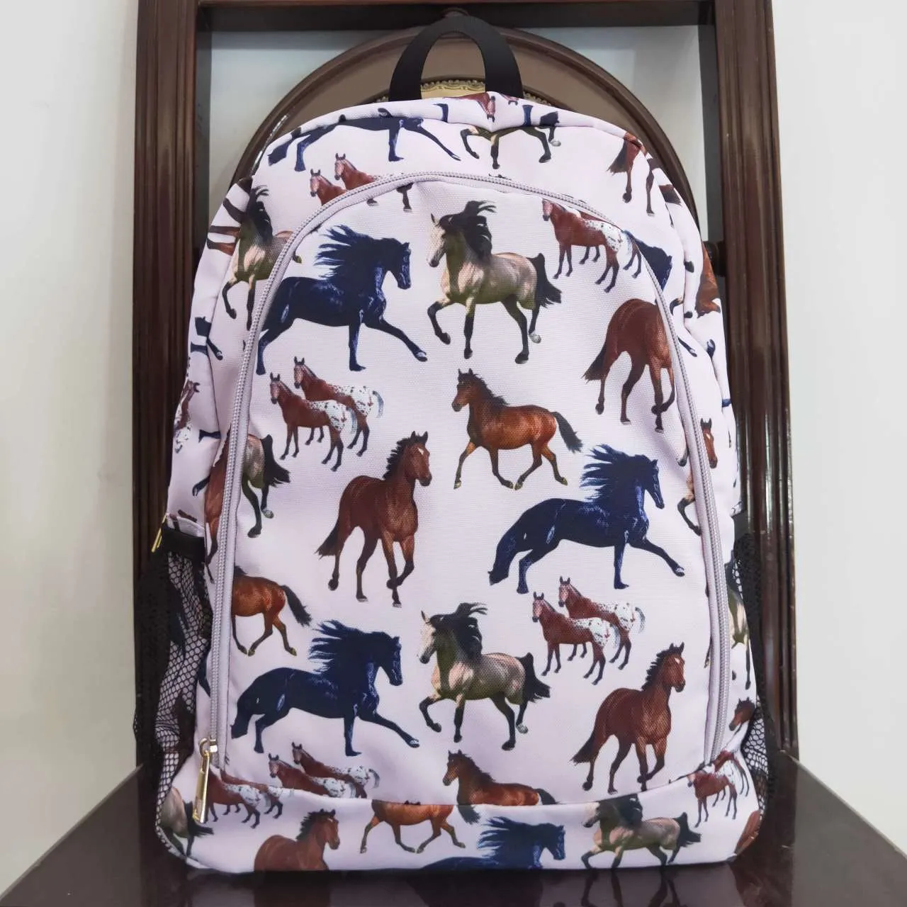 light purplr horse print backpack bag BA0124