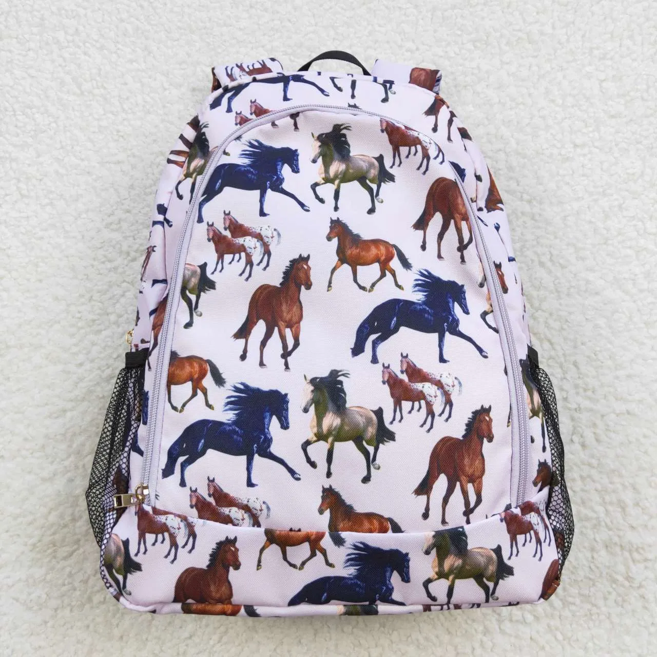 light purplr horse print backpack bag BA0124