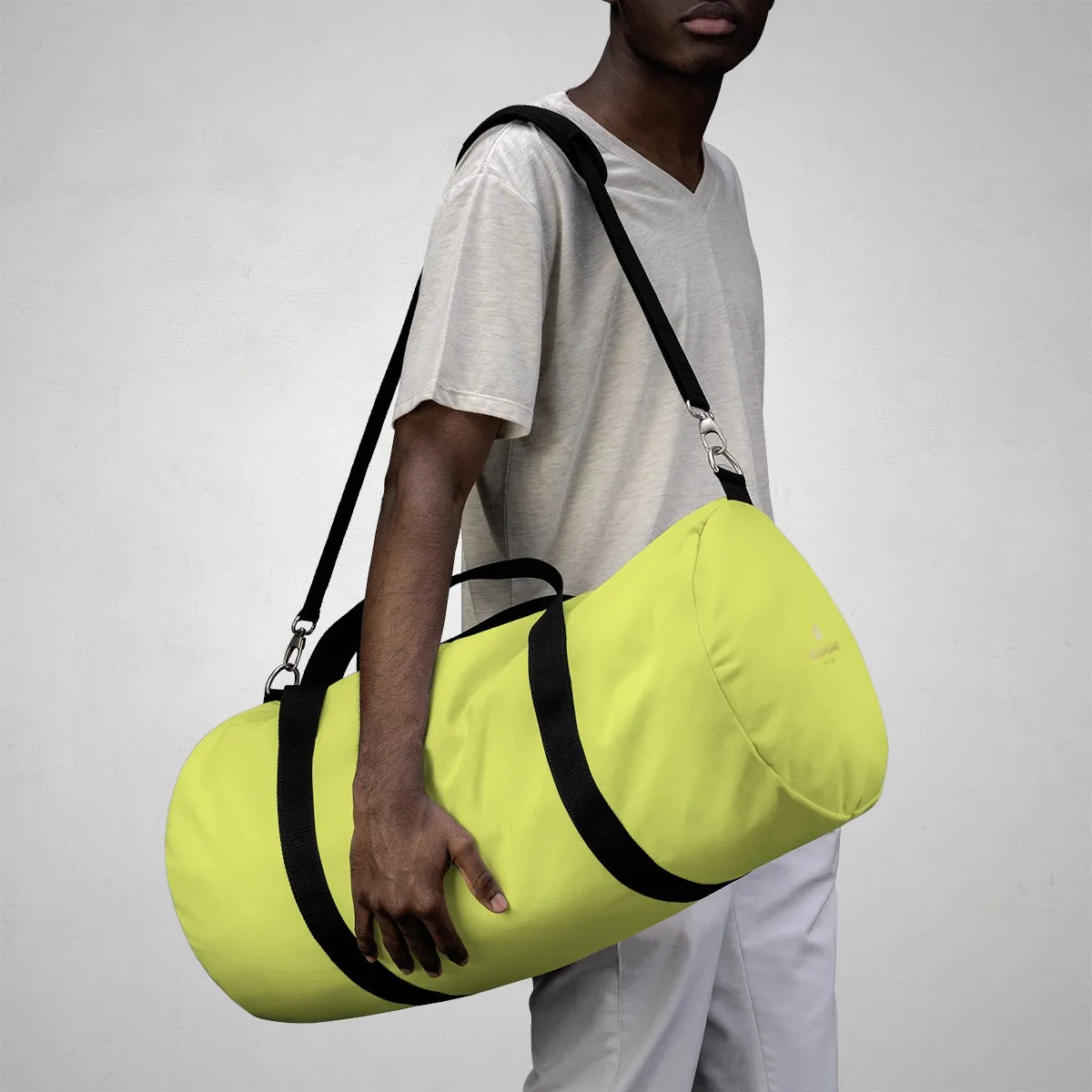 Light Yellow Gym Bag, Best Solid Color All Day Small Or Large Size Duffel Bag, Made in USA