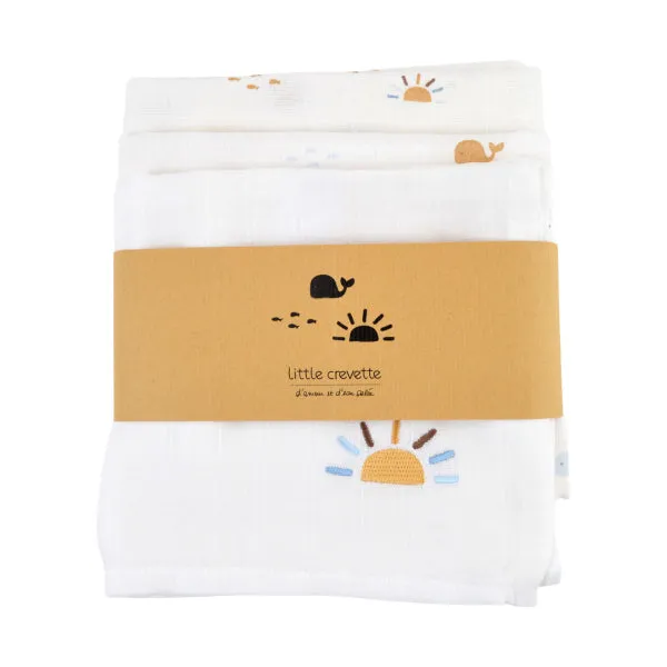 Little Crevette Set of 3 Swaddles 60x60cm Malo