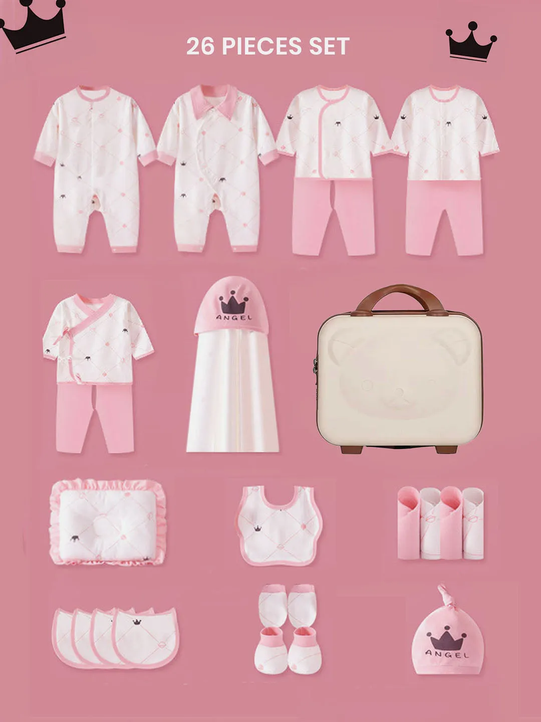 Little Surprise Box 26 Pcs Newborn Baby Girl/ Boy All Season Wear Gift Hamper With Suitcase