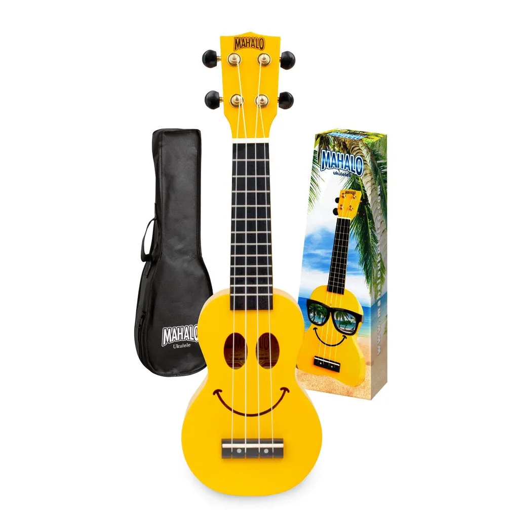 Mahalo U-SMILINO-YW Smiley Face Sopranino Ukulele w/ Bag - Yellow