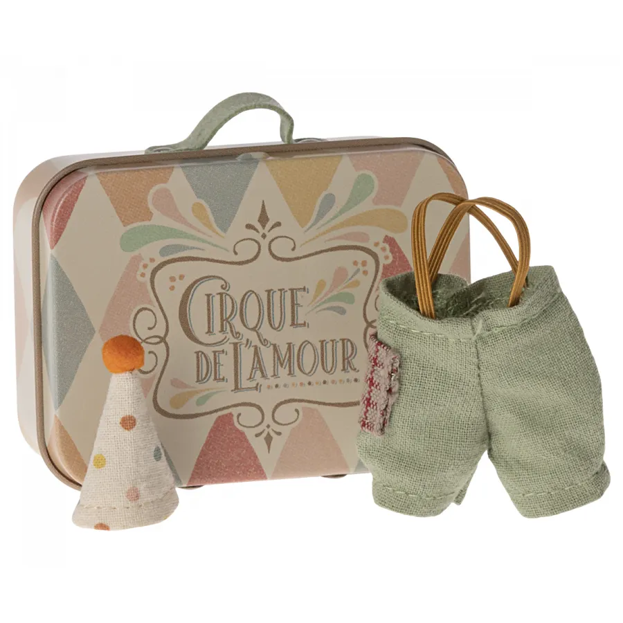 Maileg Mouse Clown Clothes in Suitcase -Little Brother '24