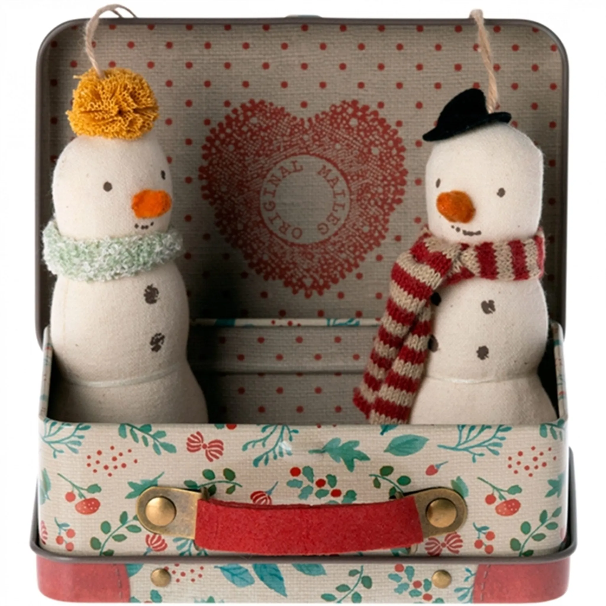 Maileg Snowman Ornament, 2 Pcs In Metal Suitcase