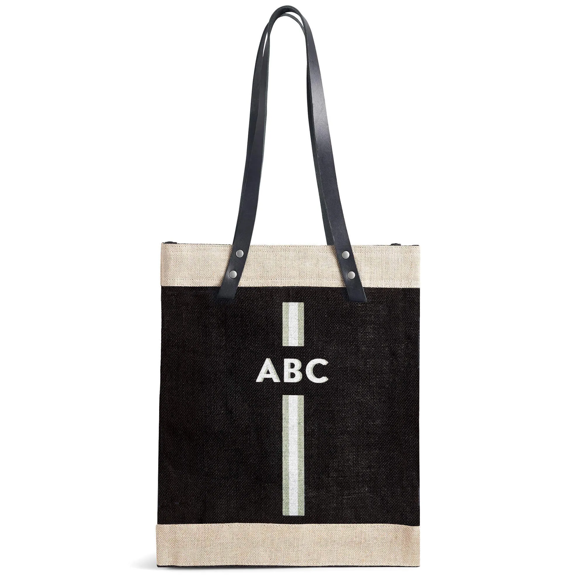 Market Tote in Black with Monogram