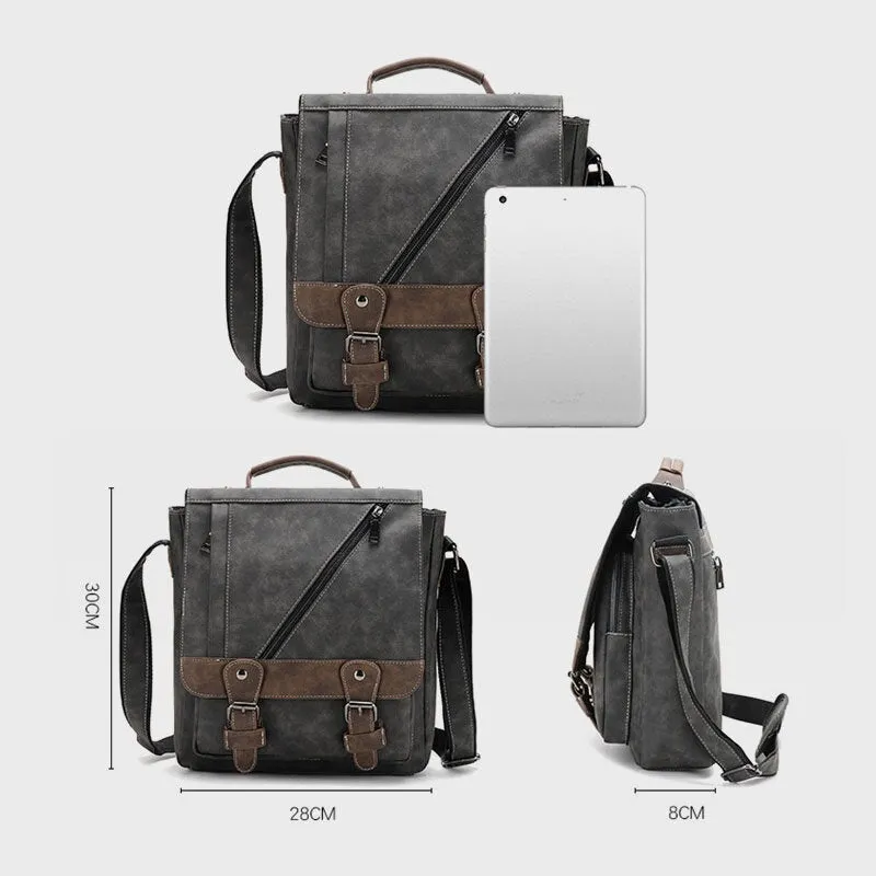 Men PU Leather Large Capacity Vintage Casual Waterproof Breathable Crossbody Bags Shoulder Bags Handbag