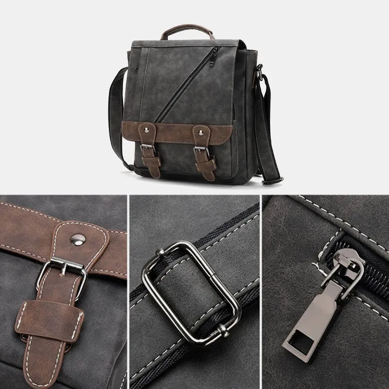 Men PU Leather Large Capacity Vintage Casual Waterproof Breathable Crossbody Bags Shoulder Bags Handbag