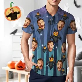 Men's Custom Funny Face Shirt Personalised Golf Shirts For Halloween Drama Gift Batman