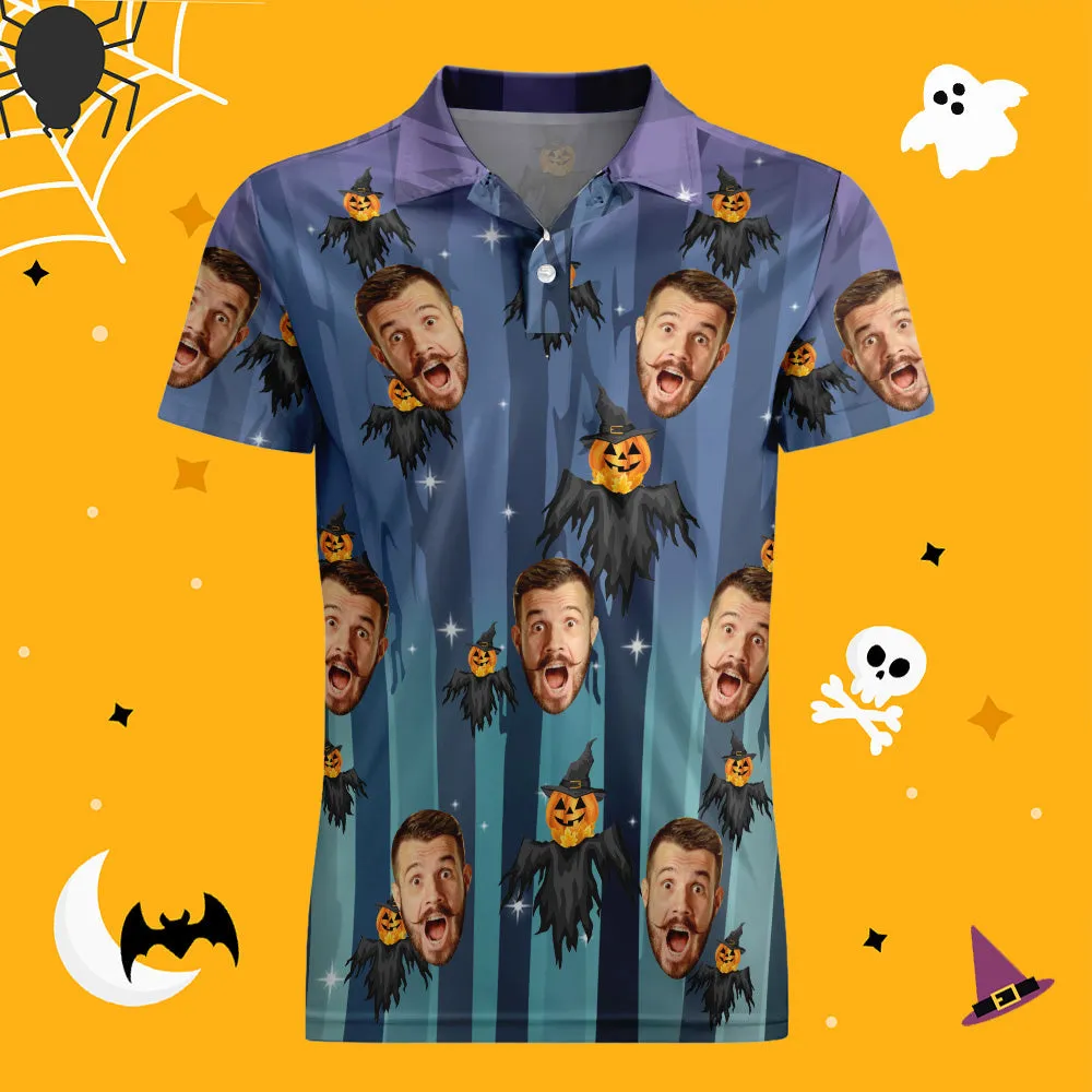 Men's Custom Funny Face Shirt Personalised Golf Shirts For Halloween Drama Gift Batman