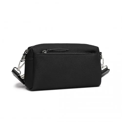 Miss Lulu Black Water-Resistant Crossbody Bag with Ethnic Jacquard Strap – Stylish & Functional