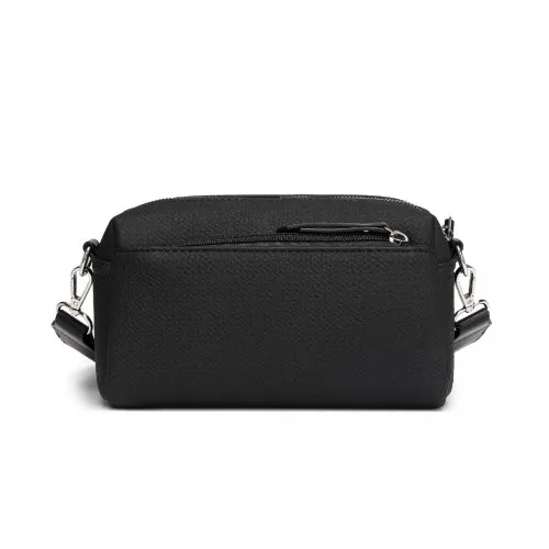 Miss Lulu Black Water-Resistant Crossbody Bag with Ethnic Jacquard Strap – Stylish & Functional