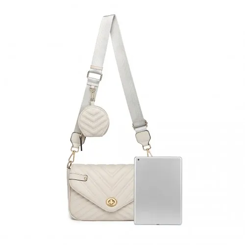 Miss Lulu V-quilted Flap Leather Shoulder Bag - Grey | Premium Quality & Elegant Fashion