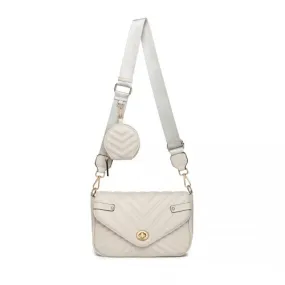 Miss Lulu V-quilted Flap Leather Shoulder Bag - Grey | Premium Quality & Elegant Fashion