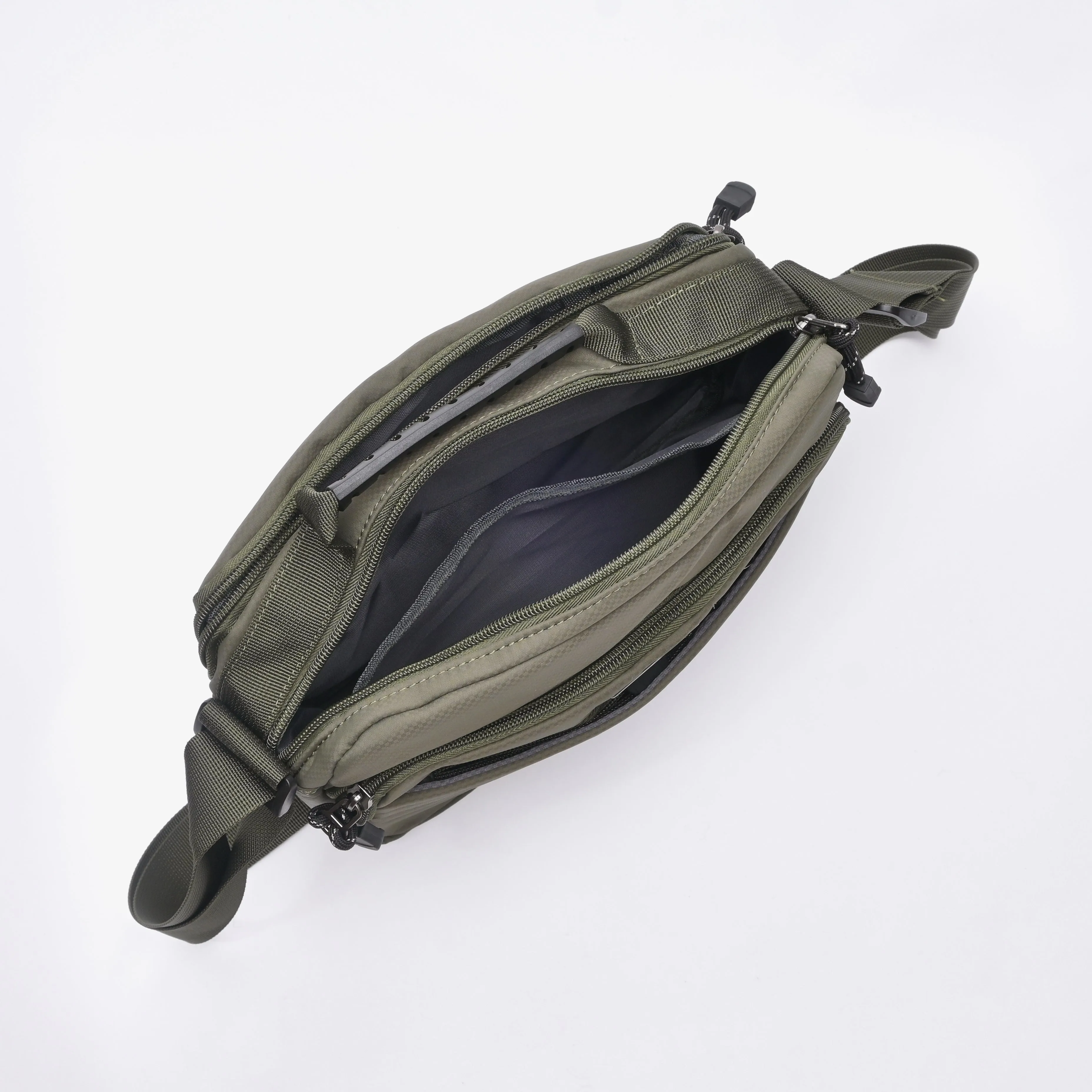 Multi Compartment Nylon Sling Bag - TGSB0312NN3BL4