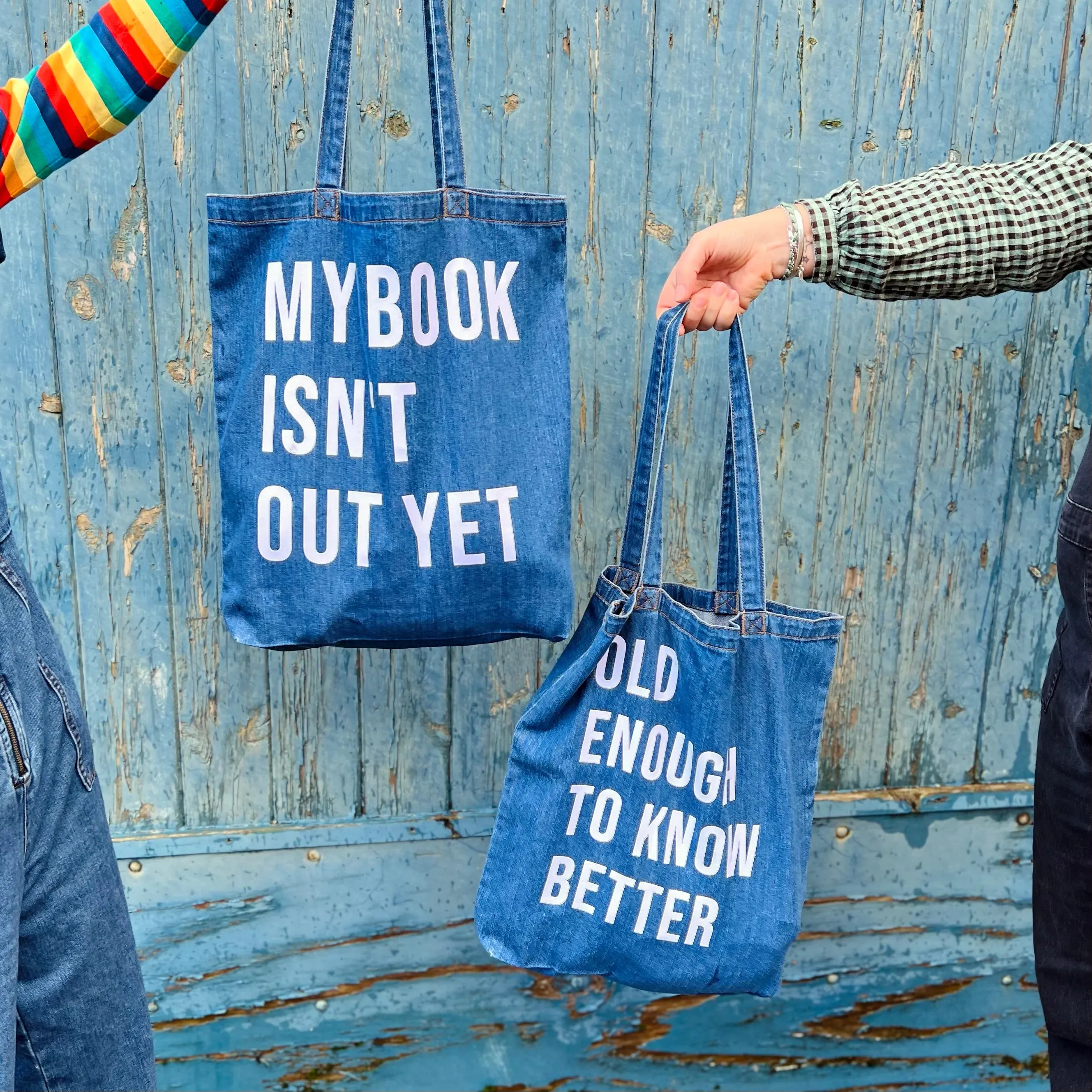 My Book Isn't Out Yet Denim Tote Bag