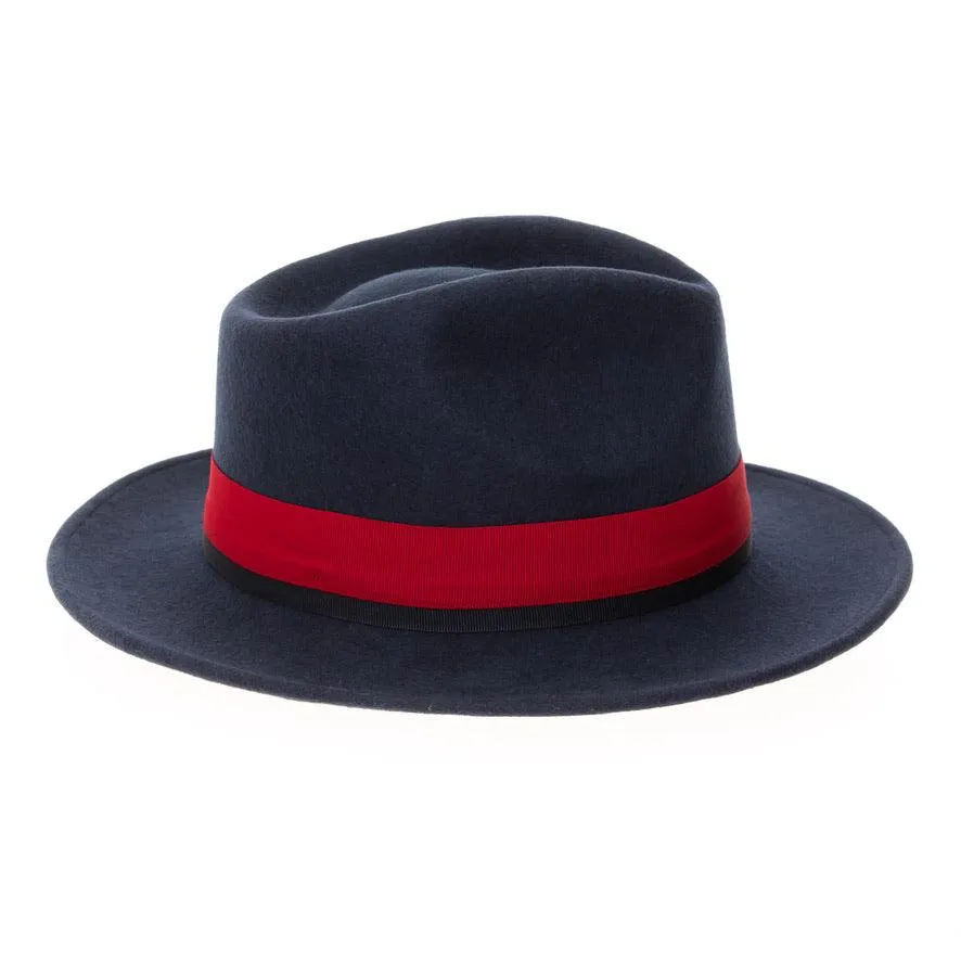 Navy & Red Grayson Fedora 100% Australian Wool Crushable Hat