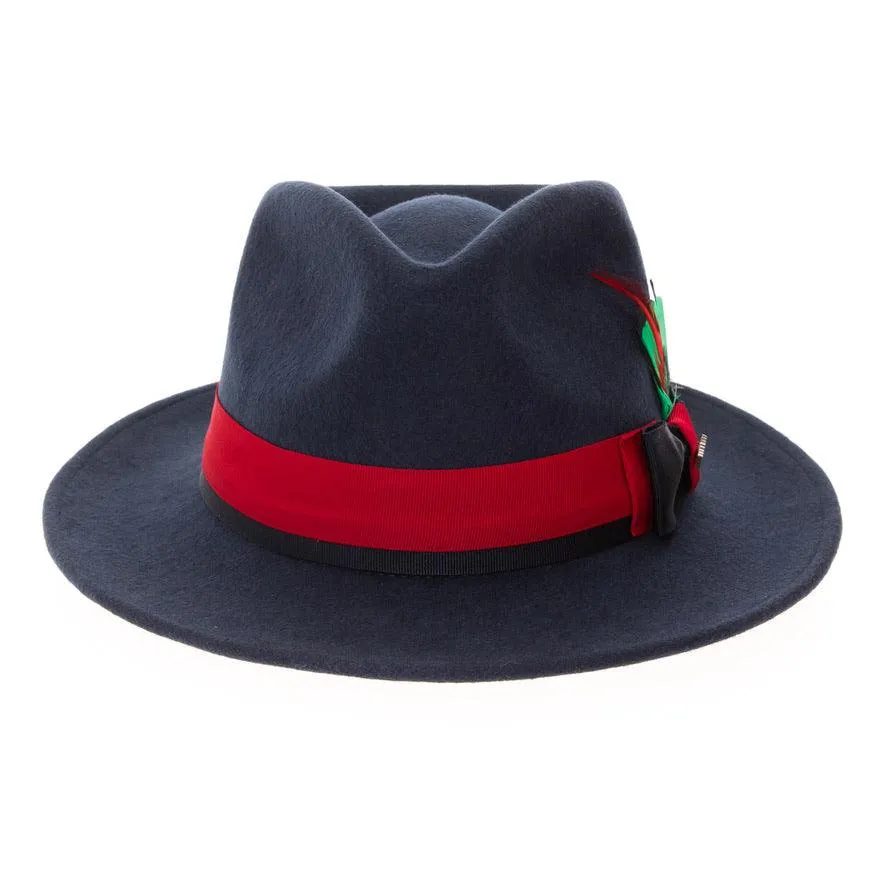 Navy & Red Grayson Fedora 100% Australian Wool Crushable Hat