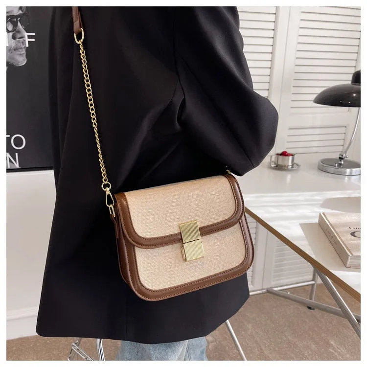 Niche One-shoulder Diagonal Bag Retro Contrast Color Small Square Bag