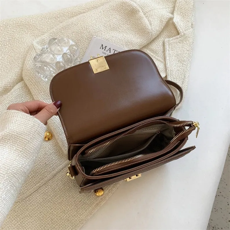 Niche One-shoulder Diagonal Bag Retro Contrast Color Small Square Bag