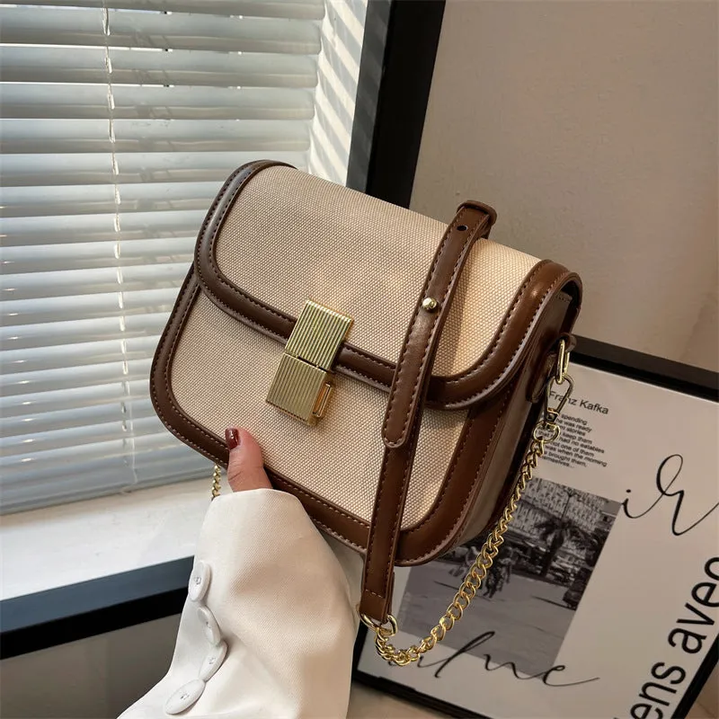 Niche One-shoulder Diagonal Bag Retro Contrast Color Small Square Bag