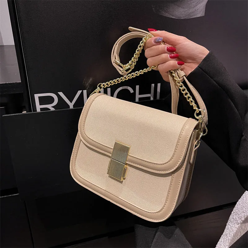 Niche One-shoulder Diagonal Bag Retro Contrast Color Small Square Bag