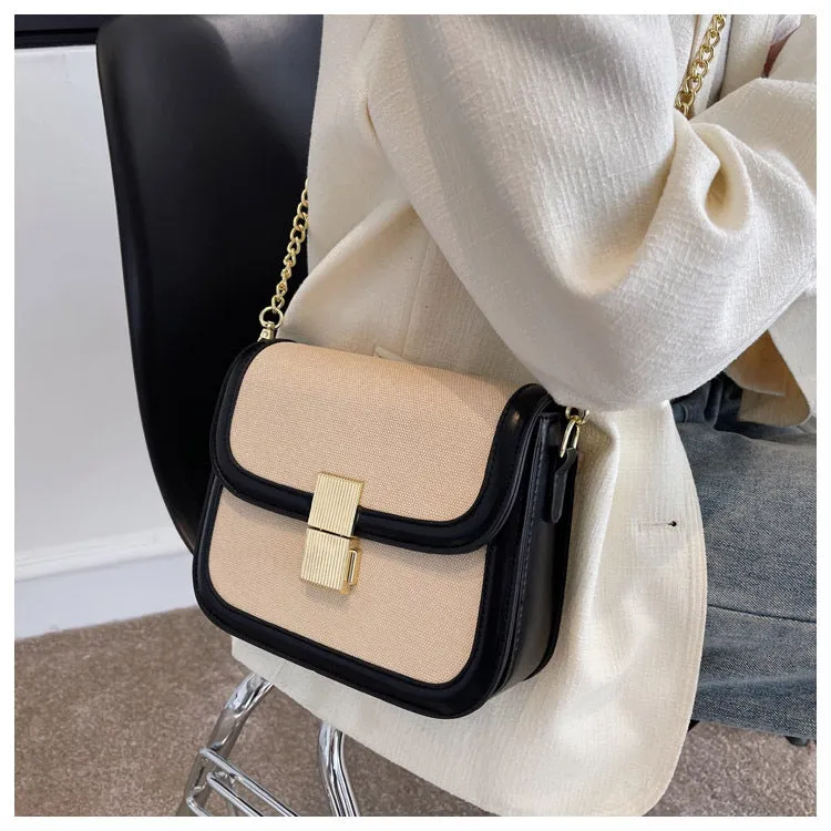 Niche One-shoulder Diagonal Bag Retro Contrast Color Small Square Bag