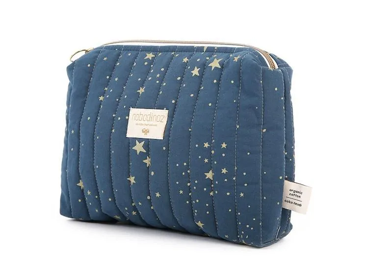 Nobodinoz Travel Vanity Case in Gold Stella / Night Blue