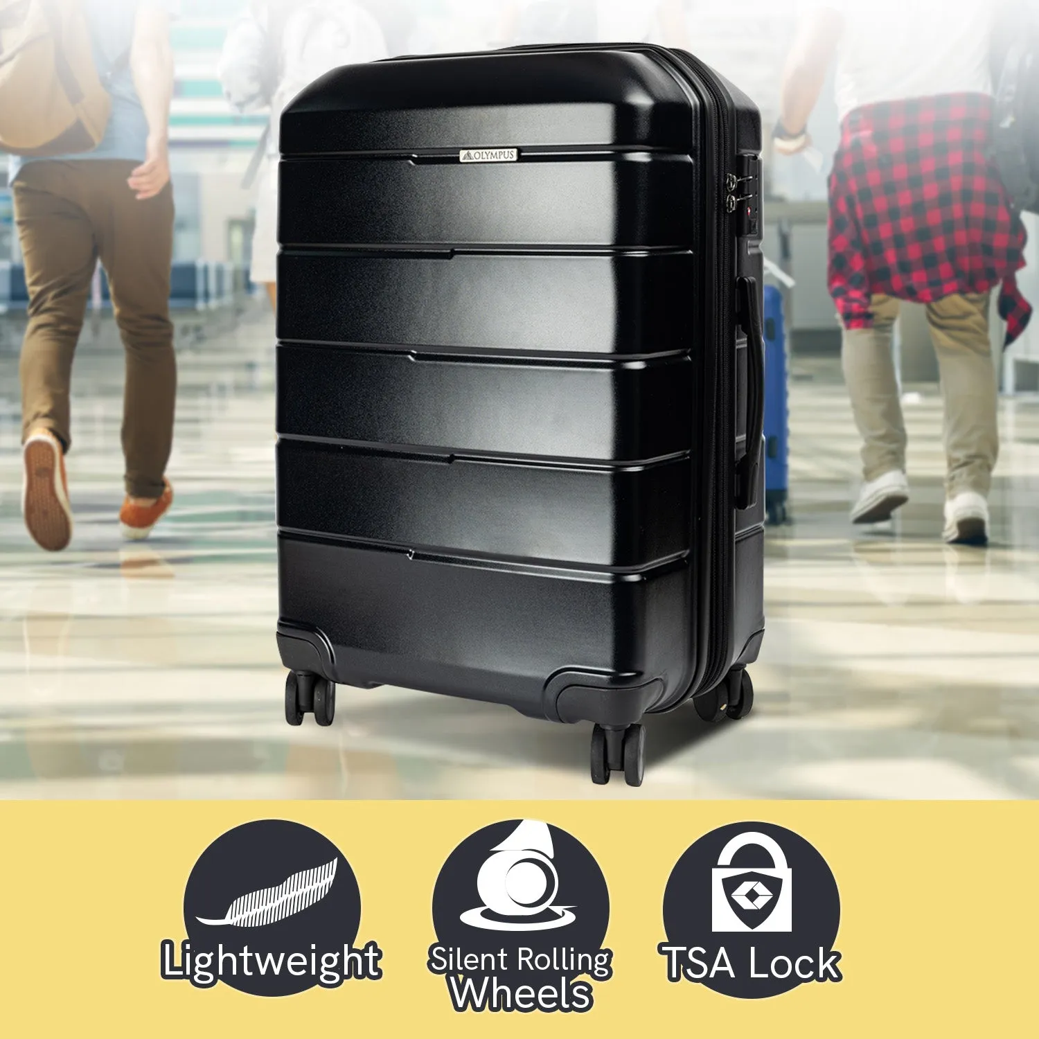 Olympus Artemis 20in Hard Shell Suitcase ABS PC  Jet Black