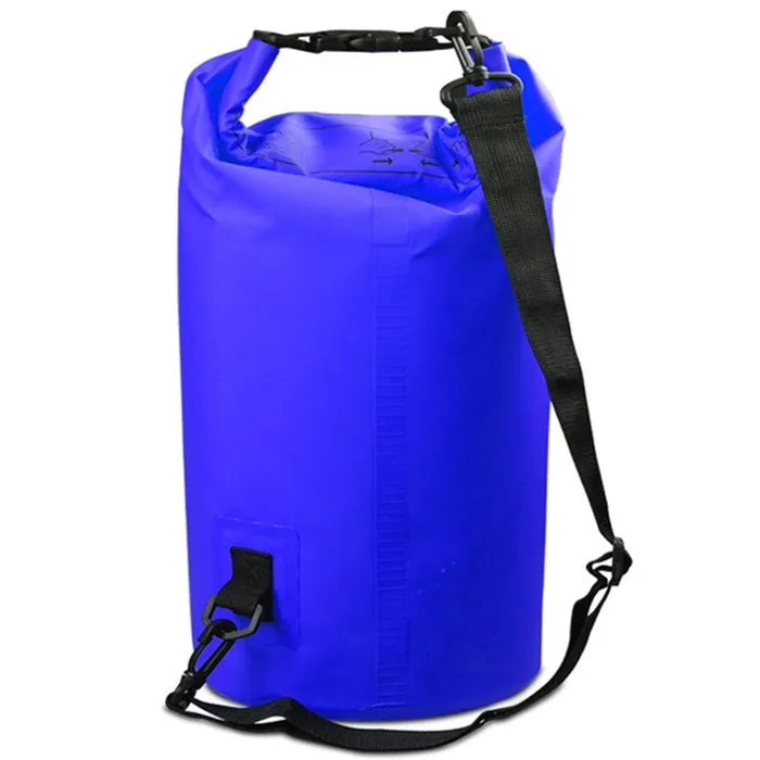 Outdoor Waterproof Double Shoulder Bag Dry Sack PVC Barrel Bag, Capacity: 20L (Dark Blue)