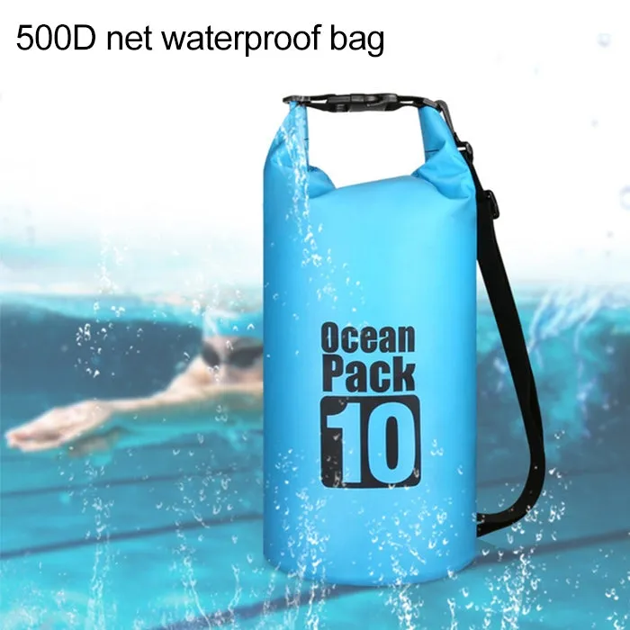 Outdoor Waterproof Double Shoulder Bag Dry Sack PVC Barrel Bag, Capacity: 20L (Dark Blue)