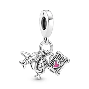 Pandora Airplane, Globe And Suitcase Hanging Charm