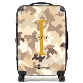 Personalised Brown Camouflage Suitcase