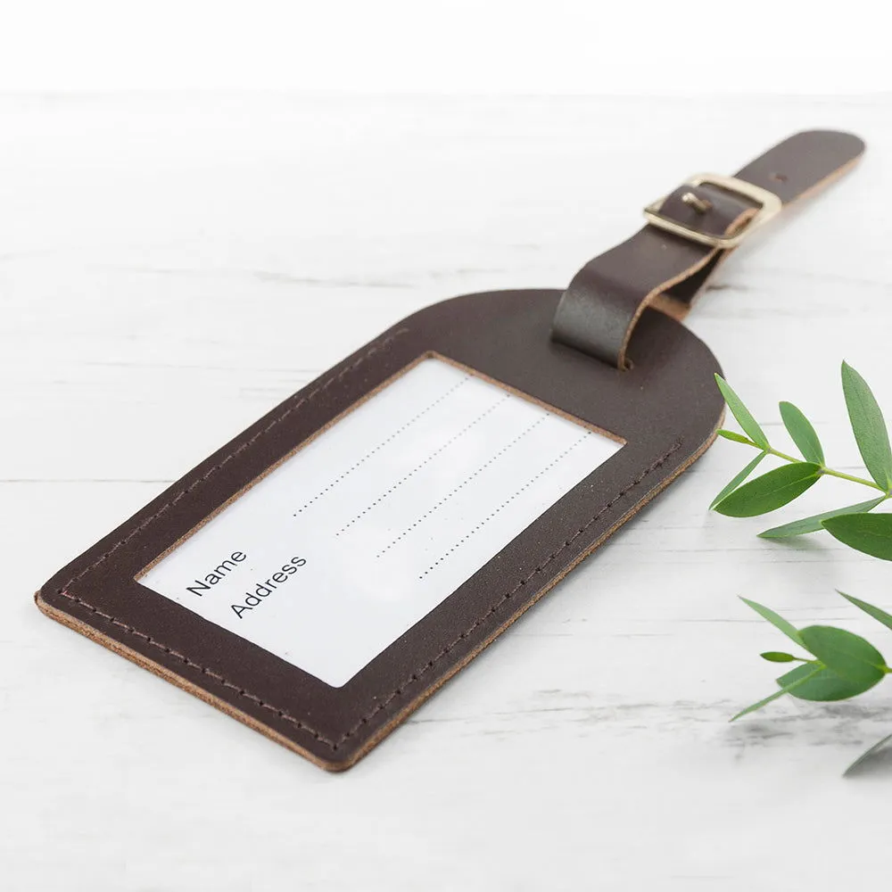 Personalised Brown FoiLED Leather Luggage Tag